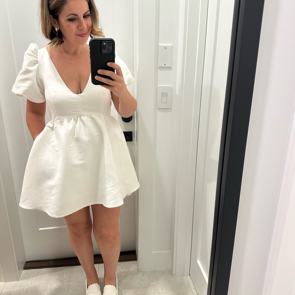 Sachin & Babi Beverly Puff-Sleeve Deep-V Mini Dress Anthropologie - Picture 6 of 6